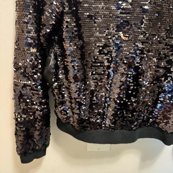 Minkpink Black Sequin Bomber Jacket Size Medium - Picture 7 of 13